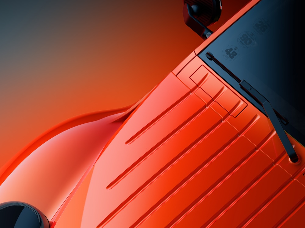 Panneau de carrosserie orange nervuré du Citroën 2CV concept