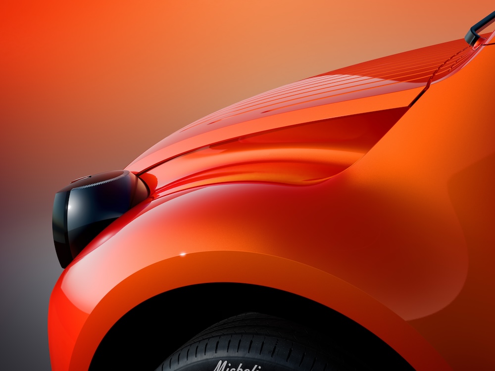 Détail de l’aile avant et de la roue du Citroën 2CV Concept