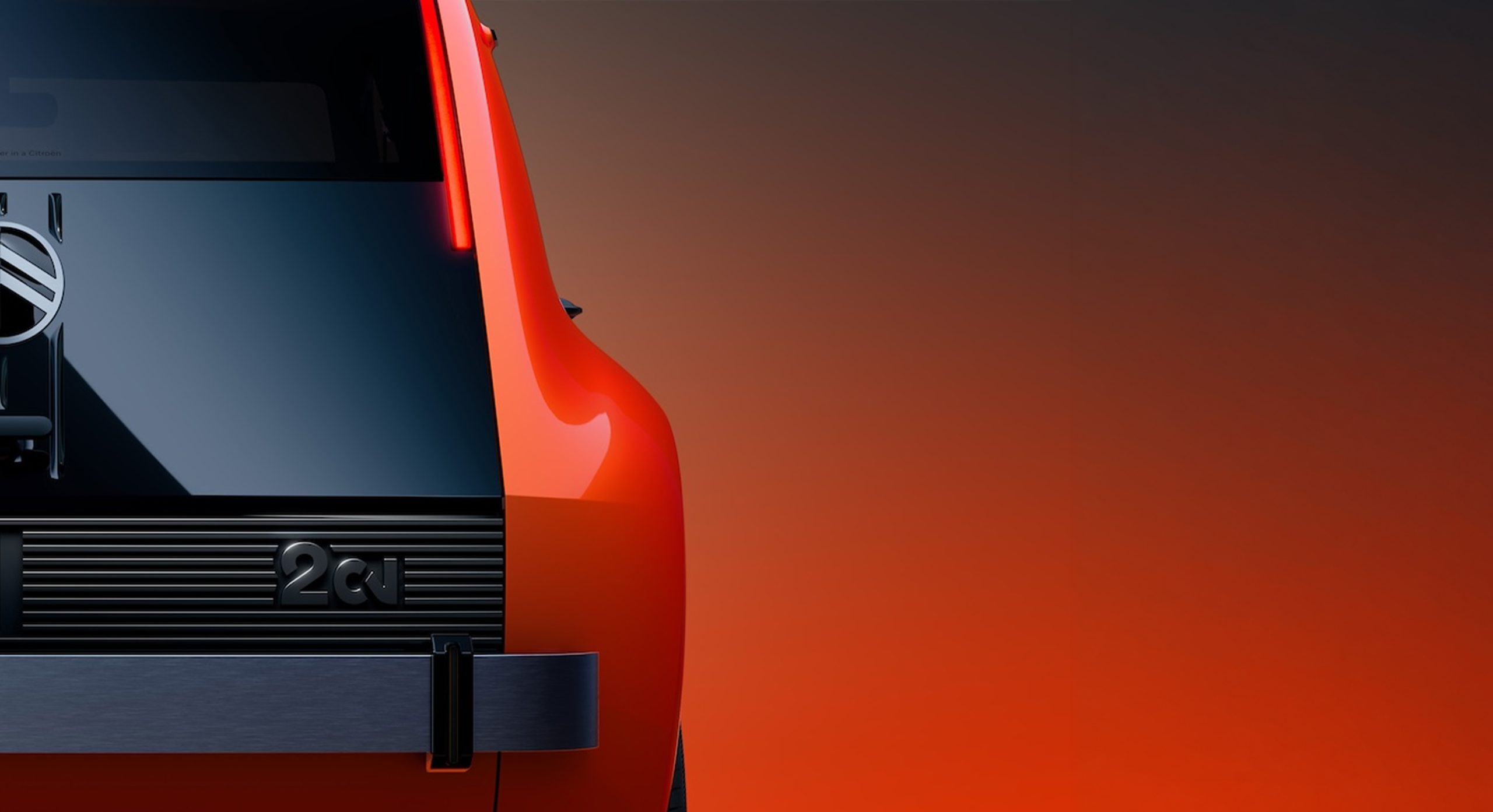 Vue arrière du Citroën 2CV Concept avec feu vertical et monogramme 2CV